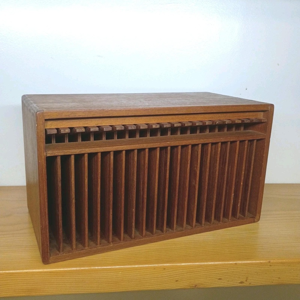Vintage Kalmar Designs Teak Wood 20 Slot CD Holder Eject Buttons Work MCM EUC